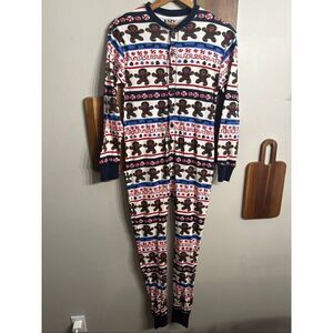 Lazy One Multicolor Gingerbread Man Christmas Flapjacks Pajama One Piece Small